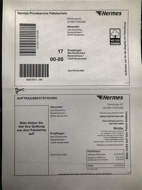 hermes versand adresse